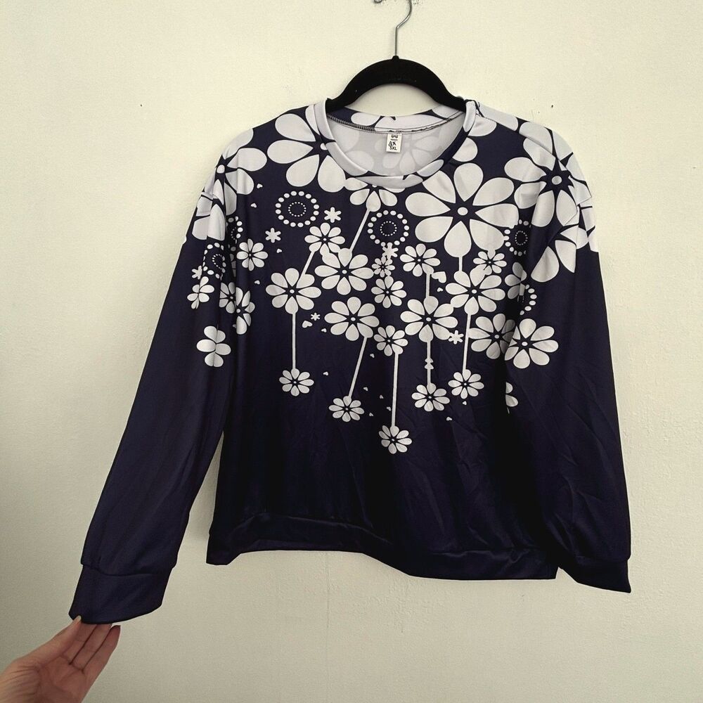 Womens Casual Plus Size Hoodie 5X Cottage Floral Comfort Stretch Everyday Basic
